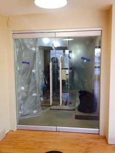 Double Frameless Office Door Installation NYC