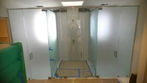 frosted glass shower door installation Brooklyn, NY